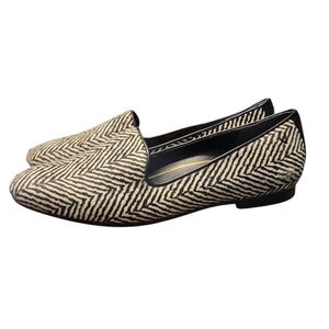 Vionic Willa Zebra Chevron Flats Slip On Loafers Black & Cream Size 10